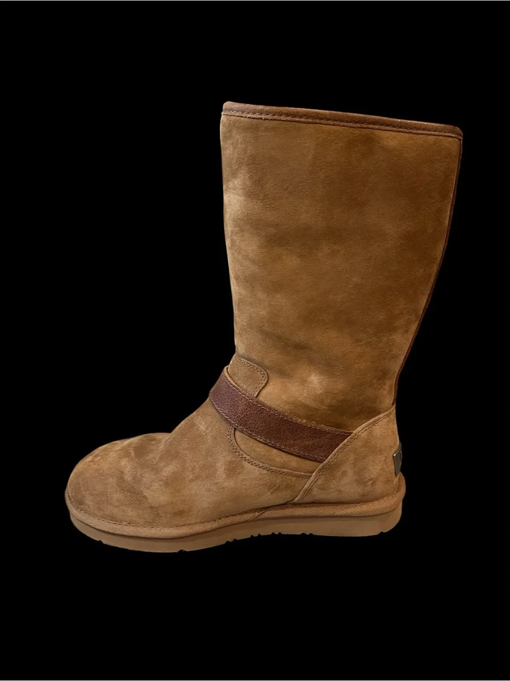UGG Sutter Mid-Calf Boots Women’s US 6 Tan Suede Buckle Faux Shearling Lined